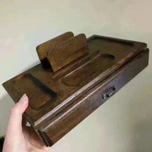 Vintage wooden jewelry box mens vanity  organizer